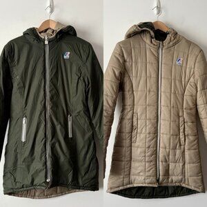 K-Way Denise St Thermo Double Reversible Jacket Olive Green / Oak Size Medium